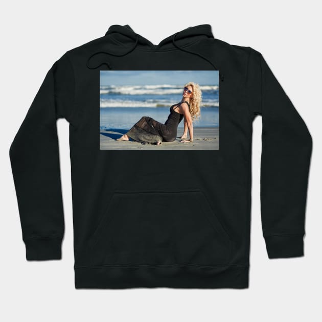 Beautiful woman on the beach Hoodie by naturalis